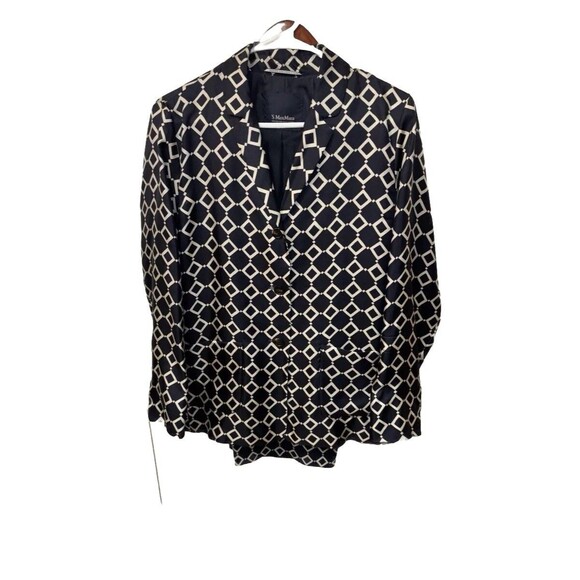 ‘S Max Mara Two Piece Set Silk Lined Jacket Viscose Blend Matching Pants 16 Navy - Picture 1 of 16